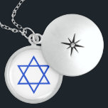 Sterling ster van David, brite blauw op wit Locket Ketting<br><div class="desc">Sterling ster van David,  brite blauw op wit</div>