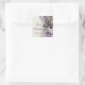 Sterling zilver Paarse Roos bruiloft envelop afdic Vierkante Sticker (Tas)