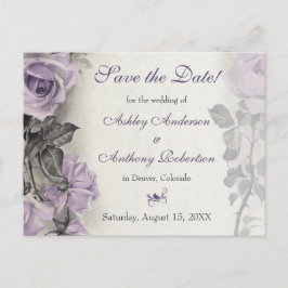 Sterling zilver Paarse Roos bruiloft Save the Date Aankondigingskaart