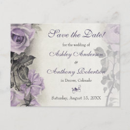 Sterling zilver Paarse Roos bruiloft Save the Date Aankondigingskaart