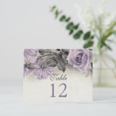 Sterling zilver Paarse Roos bruiloft tafel Kaarten (Staand voorkant)