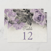 Sterling zilver Paarse Roos bruiloft tafel Kaarten (Voorkant / Achterkant)