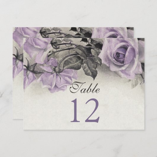 Sterling zilver Paarse Roos bruiloft tafel Kaarten (Voorkant / Achterkant)