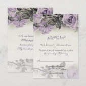 Sterling Zilver Paarse Roos Trouw RSVP Kaart (Voorkant / Achterkant)
