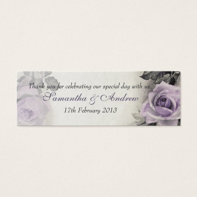  sterling zilver Roos bruiloft gunst Labels Mini Visitekaartjes (Voorkant)