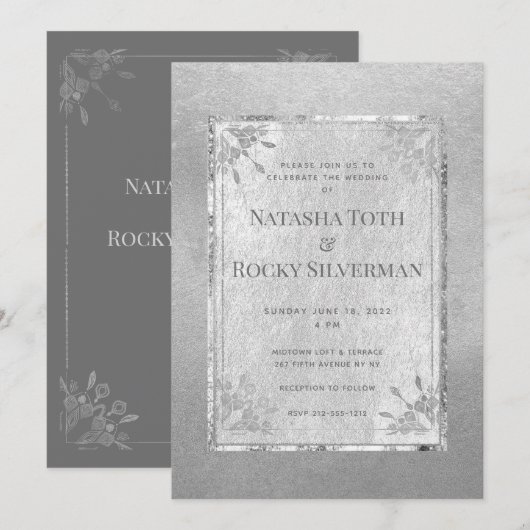 Sterling Zilveren Affair Bruiloft & Feest Kaart (Voorkant / Achterkant)