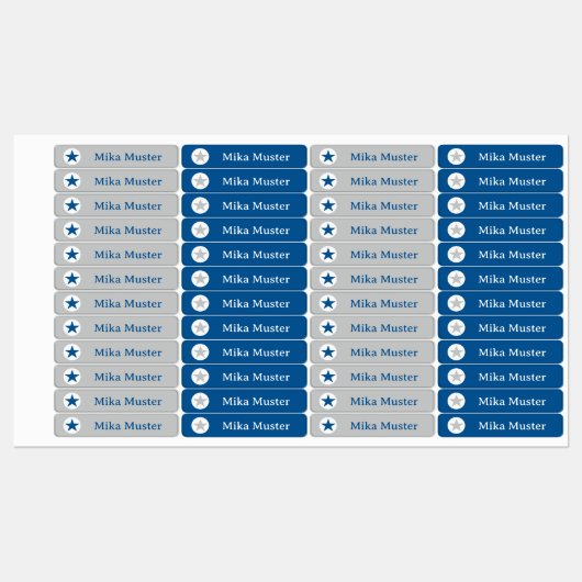 Stern - grau blau - 96 schmale Kinder  Labels (Vel)