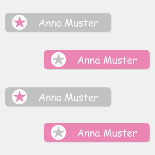 Stern - grau rosa - 96 schmale Kinder  Labels (Groep)