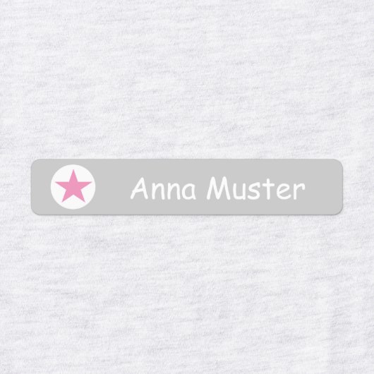 Stern - grau rosa - 96 schmale Kinder Labels (Design 1)