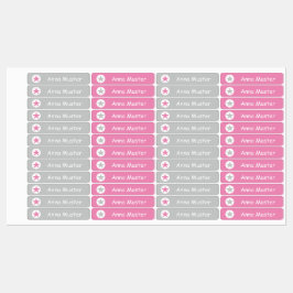 Stern - grau rosa - 96 schmale Kinder  Labels
