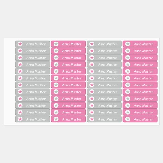 Stern - grau rosa - 96 schmale Kinder  Labels (Vel)