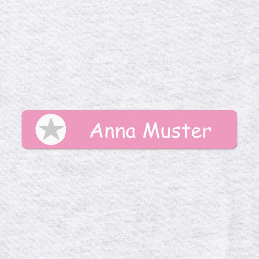 Stern - grau rosa - 96 schmale Kinder  Labels (Design 2)