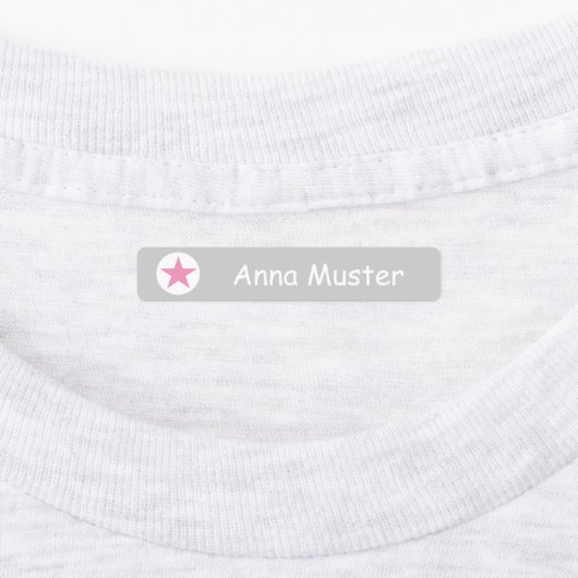 Stern - grau rosa - 96 schmale Kinder Labels (Aangebracht)