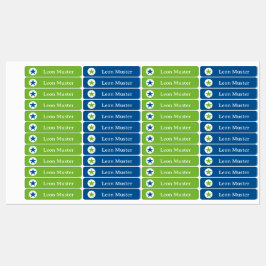 Stern - grün blau - 96 schmale Kinder  Labels