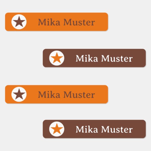 Stern - orange braun - 96 schmale Kinder  Labels (Groep)