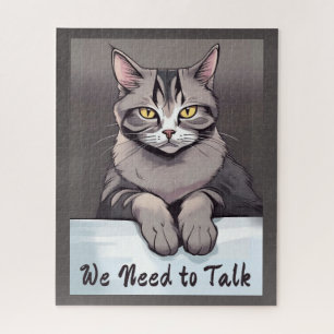 Stern Tabby Cat vraagt om een serieus gesprek Legpuzzel