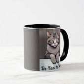 Stern Tabby Cat vraagt om een serieus gesprek Mok (Voorkant rechts)