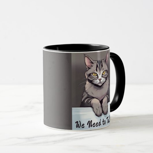 Stern Tabby Cat vraagt om een serieus gesprek Mok (Voorkant rechts)