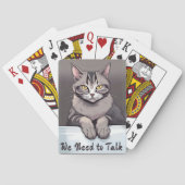 Stern Tabby Cat vraagt om een serieus gesprek Pokerkaarten (Achterkant)