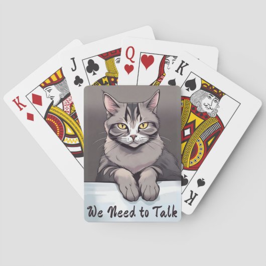 Stern Tabby Cat vraagt om een serieus gesprek Pokerkaarten (Achterkant)