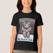 Stern Tabby Cat vraagt om een serieus gesprek Tri-Blend Shirt (Voorkant)