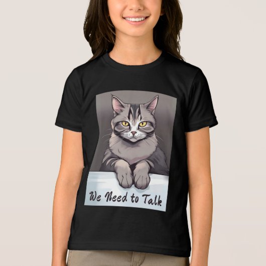 Stern Tabby Cat vraagt om een serieus gesprek Tri-Blend Shirt (Voorkant)