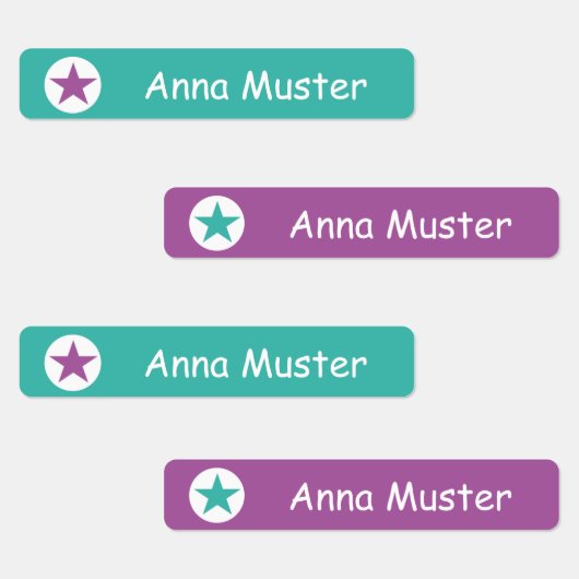 Stern - türkis lila - 96 schmale Kinder  Labels (Groep)