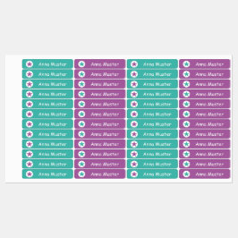 Stern - türkis lila - 96 schmale Kinder  Labels