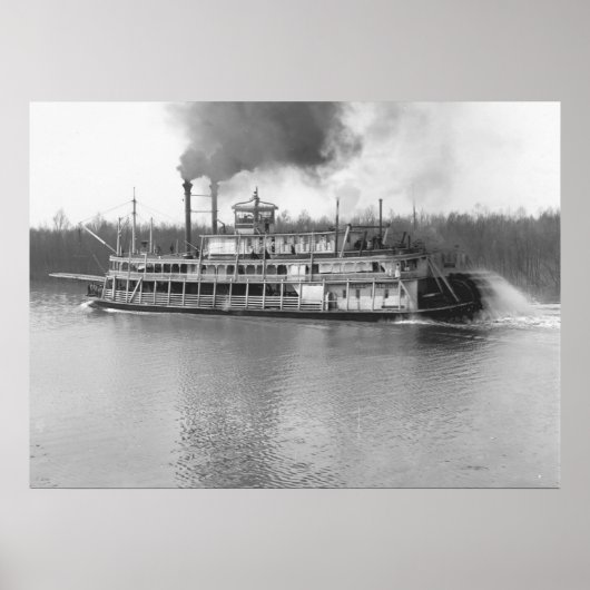 Stern-Wheel Steamboot Belle of Calhoun 1906 BW Poster (Voorkant)