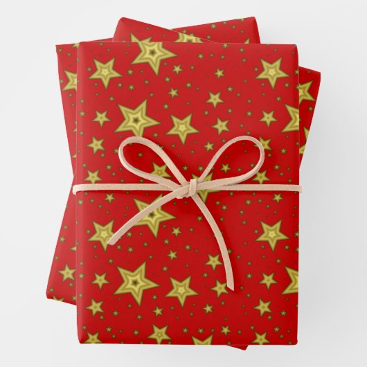 Sterne auf rotem Untergrund Inpakpapier Vel (In situ)