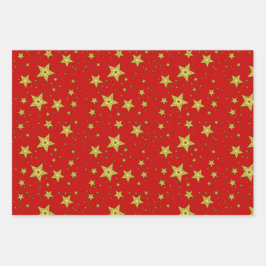 Sterne auf rotem Untergrund Inpakpapier Vel