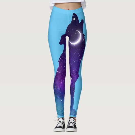 Sterne Galaxis Stars Galaxy Wolf Leggings (Voorkant)