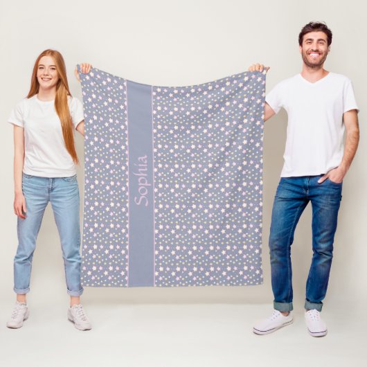 Sterne Muster rosa grau Fleece Deken (In situ)
