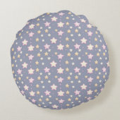 Sterne Muster rosa grau Rond Kussen (Achterkant)