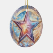  Sternen wasserfarben pastell Gemälde Keramisch Ornament (Rechts)