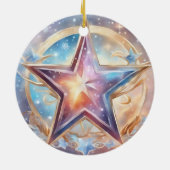  Sternen wasserfarben pastell Gemälde Keramisch Ornament (Achterkant)