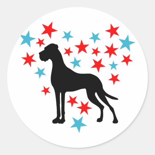Sternenherz Dogge Ronde Sticker (Voorkant)