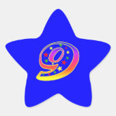 Sternummer 9e Verjaardagsfeestje Sticker (Voorkant)