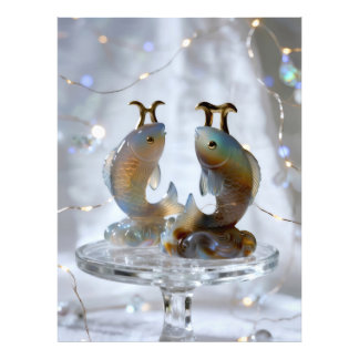 Sternzeichen Fische Glasskulpturen Foto Afdruk