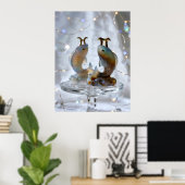 Sternzeichen Fische Glasskulpturen Poster (Thuiskantoor)