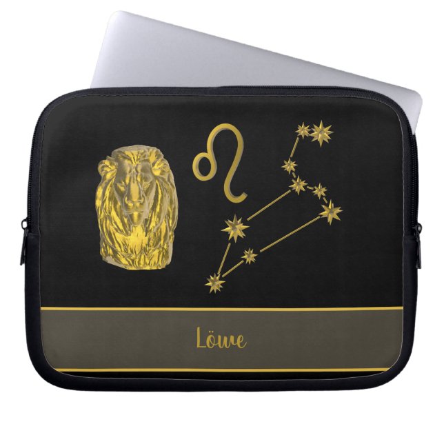 Sternzeichen Löwe 3D, gold -  Laptopschutzhülle Laptop Sleeve (Voorkant)