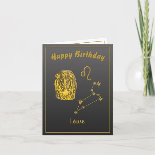 Sternzeichen Löwe, gold -  Kaart (Voorkant)