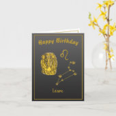 Sternzeichen Löwe, gold -  Kaart (Gele Bloem)