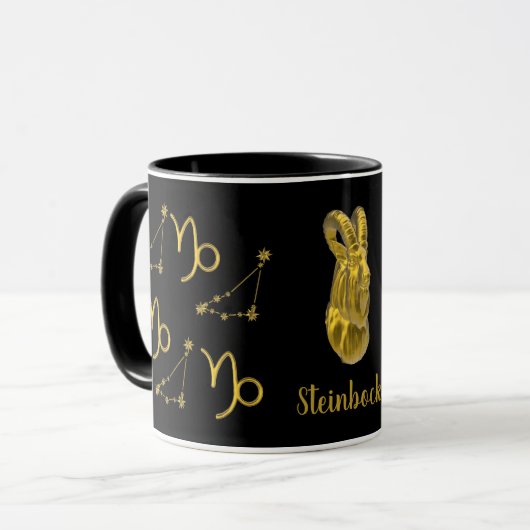 Sternzeichen Steinbock, gold -  Mok (Voorkant links)