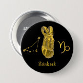 Sternzeichen Steinbock, gold -  Ronde Button 7,6 Cm (Voorkant /achterkant)