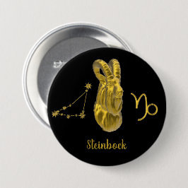 Sternzeichen Steinbock, gold -  Ronde Button 7,6 Cm