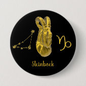 Sternzeichen Steinbock, gold - Ronde Button 7,6 Cm (Voorkant)