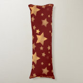 Sterpatroon Goud Rood Elegant Modern Kerstmis Lichaamskussen (Voorkant Verticaal)
