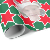 Sterpatroon groen rode kerstfoto's wrap cadeaupapier (Rol Hoek)