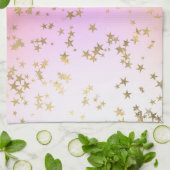 Sterpatroon perzik paarse gouden verloop theedoek (Gevouwen)